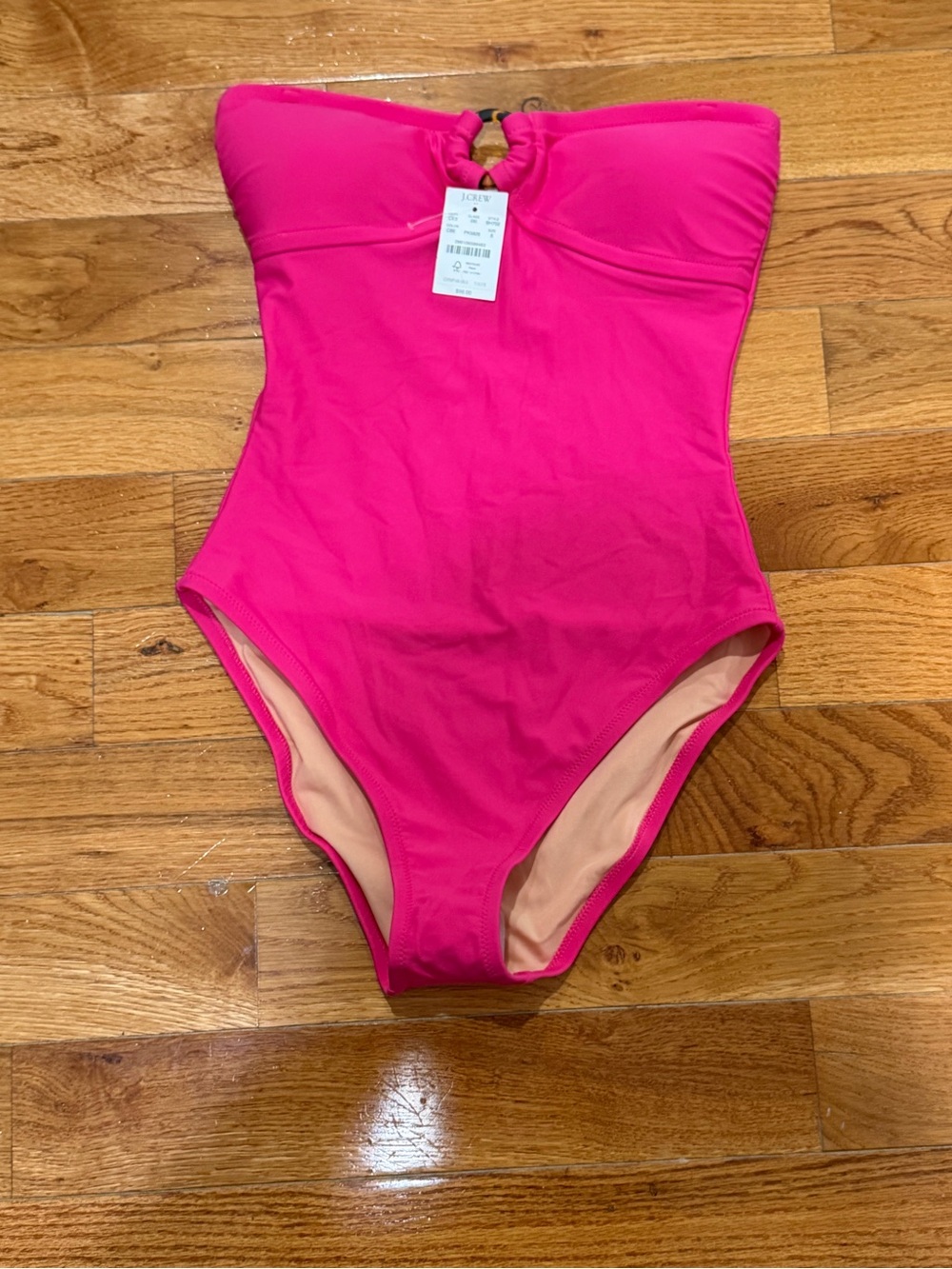 J. Crew Factory Hot Pink Strapless One-Piece Swimsuit